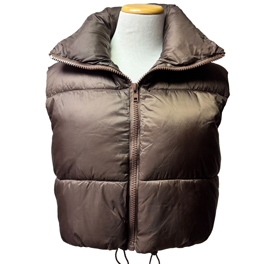 Brown Quilted‎ Puffer Vest M Cocoa Neutral Quiet Luxury Minimalist Capsule